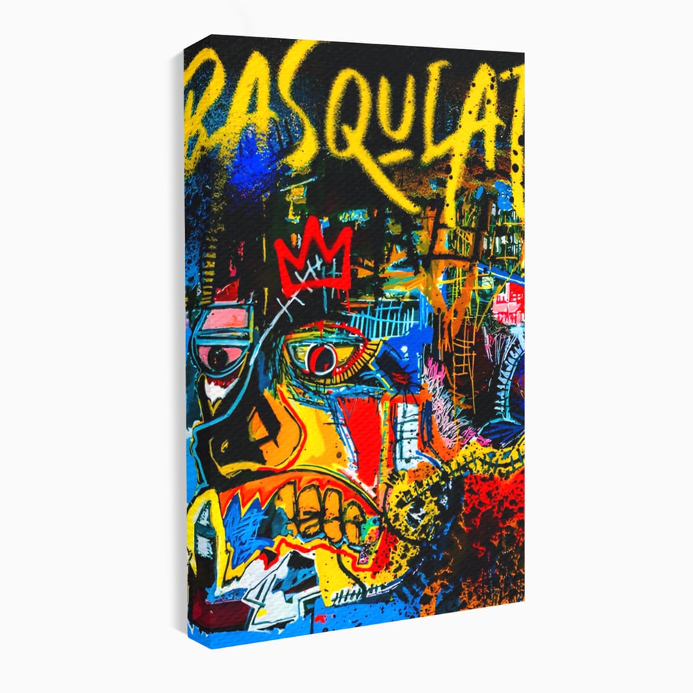 Tablou canvas cu tablou canvas cu portret pop art si coroana rosie, fara rama, pe sasiu de lemn