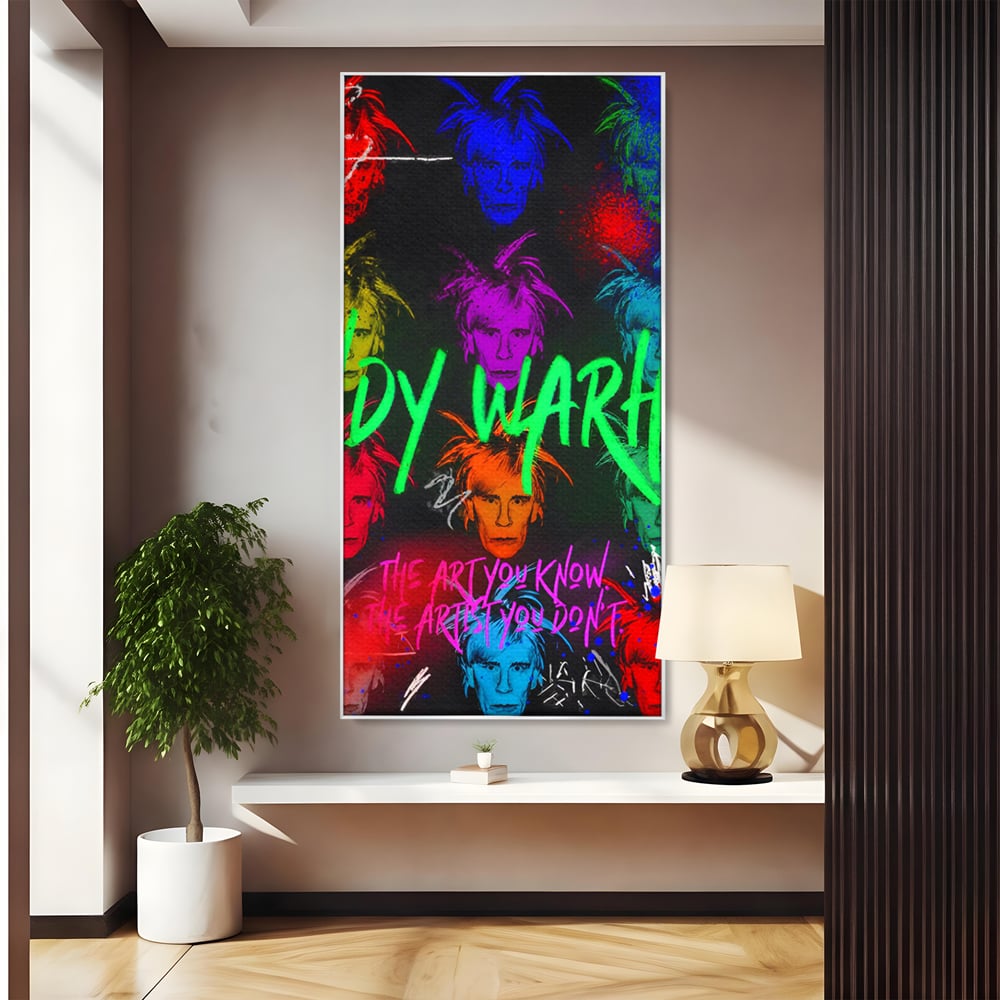 Tablou canvas cu tablou canvas cu portrete pop art andy warhol, in rama de aluminiu argintiu