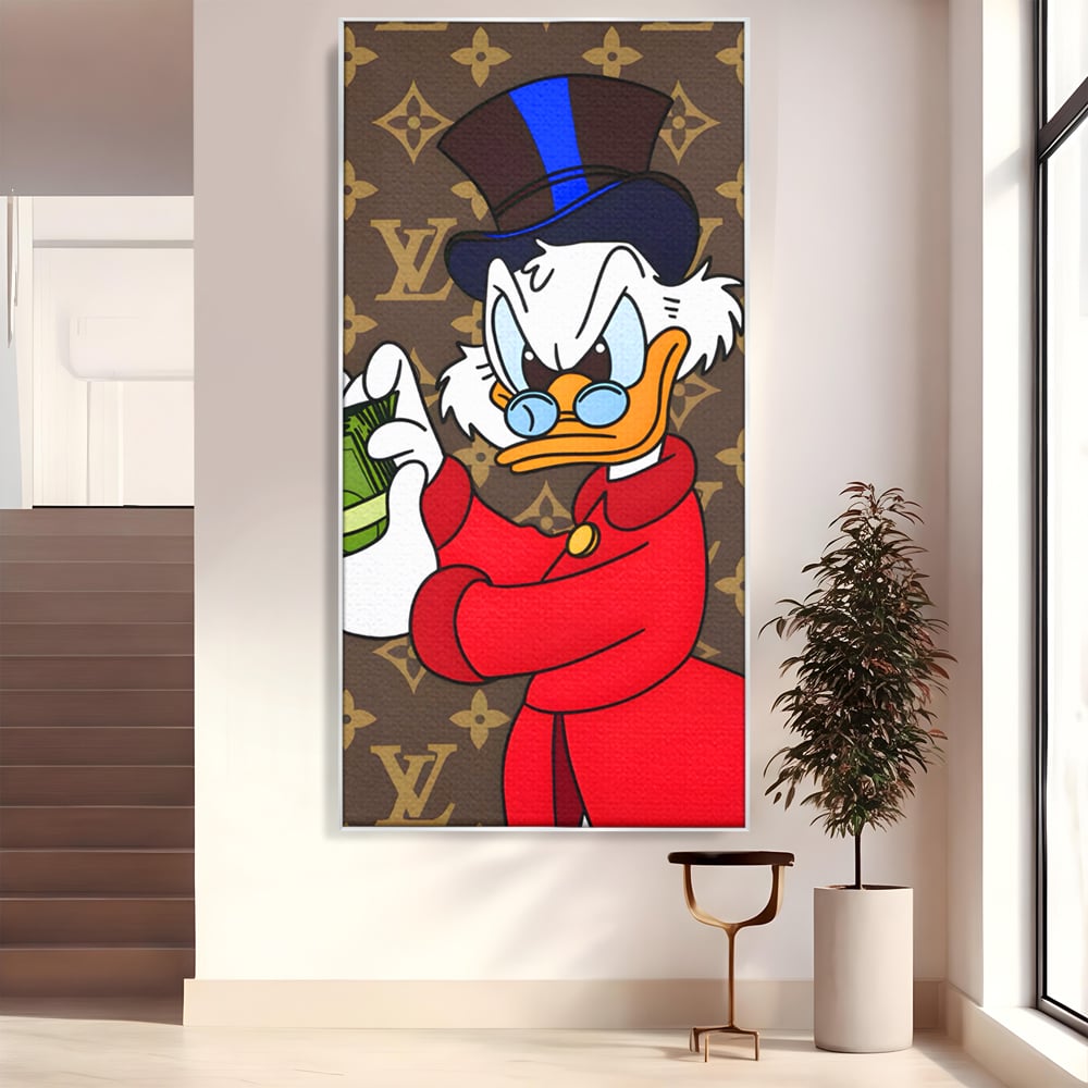Tablou canvas cu tablou canvas cu personaj de desene animate, in rama de aluminiu argintiu