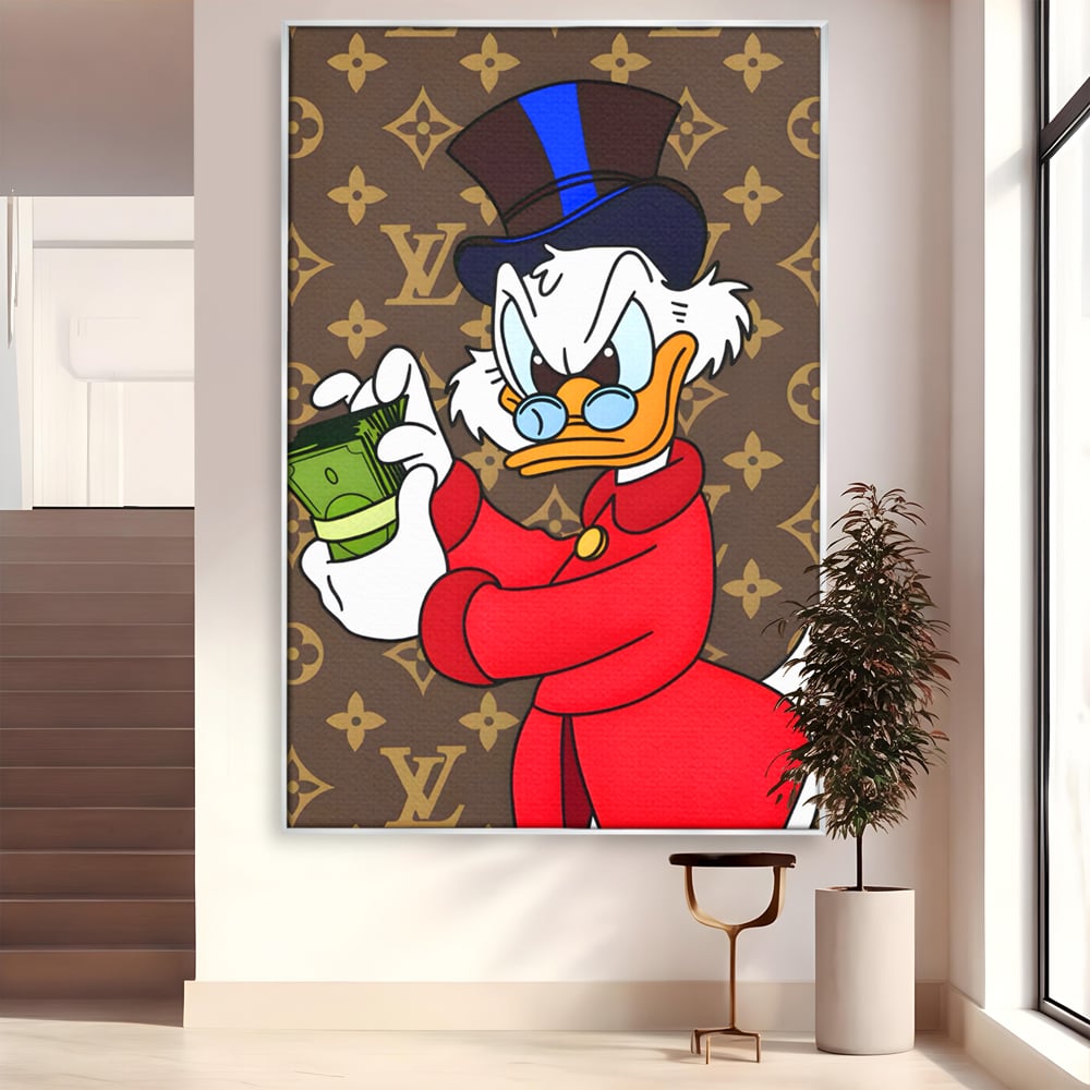 Tablou canvas cu tablou canvas cu personaj de desene animate, in rama de aluminiu argintiu