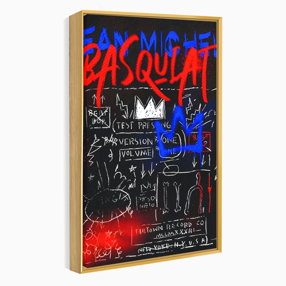 Tablou canvas cu tablou canvas cu grafica pop art, in rama de aluminiu auriu