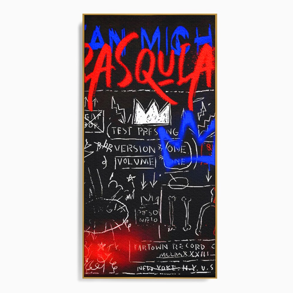 Tablou canvas cu tablou canvas cu grafica pop art, in rama de aluminiu auriu