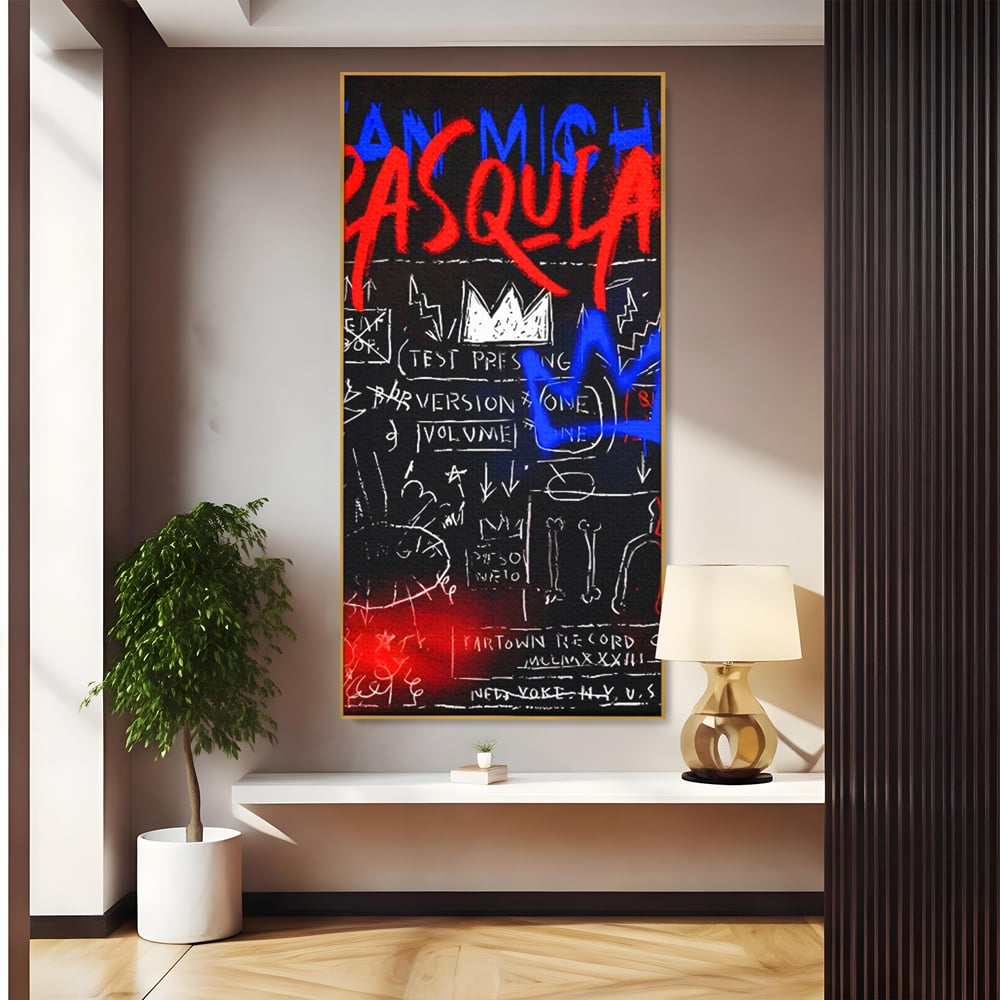 Tablou canvas cu tablou canvas cu grafica pop art, in rama de aluminiu auriu
