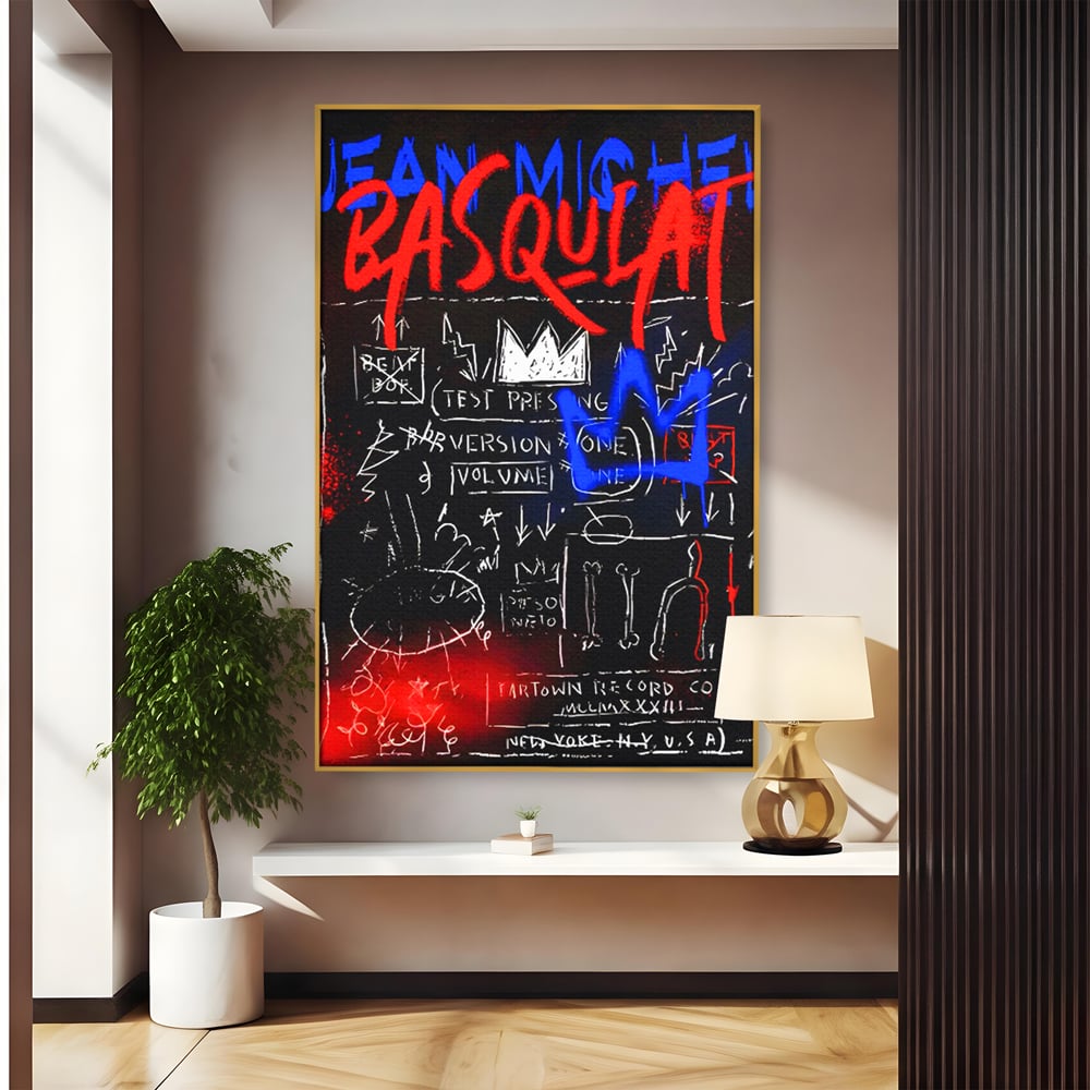 Tablou canvas cu tablou canvas cu grafica pop art, in rama de aluminiu auriu