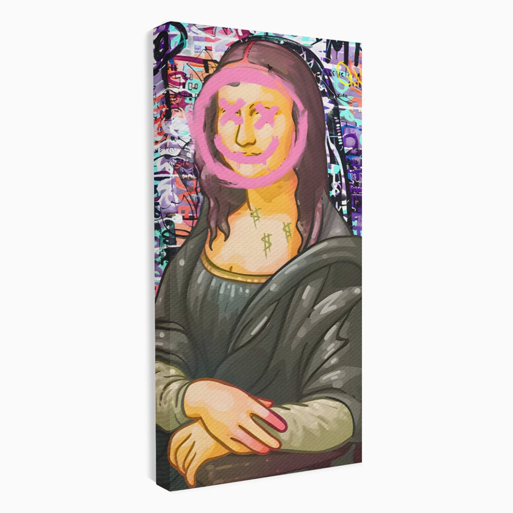 Tablou canvas cu tablou canvas cu mona lisa pop art, fara rama, pe sasiu de lemn