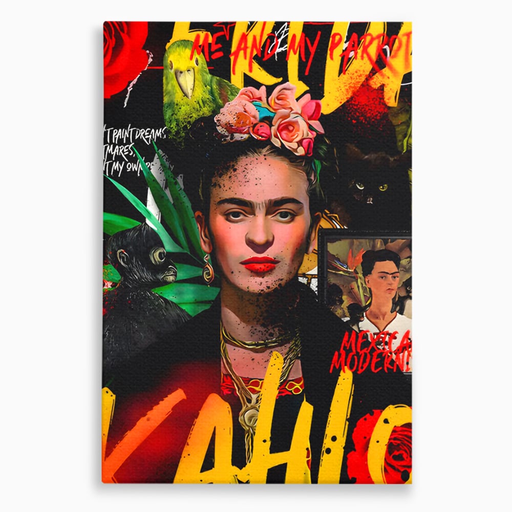 Tablou canvas cu tablou canvas portret frida kahlo, fara rama, pe sasiu de lemn