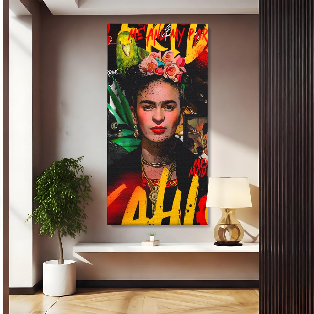 Tablou canvas cu tablou canvas portret frida kahlo, fara rama, pe sasiu de lemn