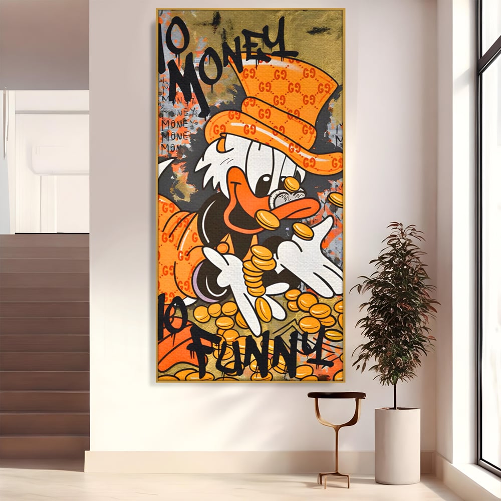 Tablou canvas cu tablou canvas cu rata stilizata, in rama de aluminiu auriu