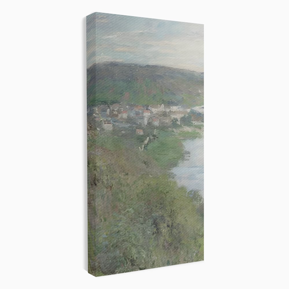 Tablou canvas cu tablou canvas cu peisaj rural si rau, fara rama, pe sasiu de lemn