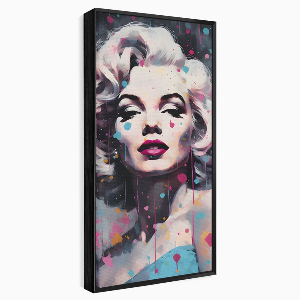 Tablou canvas cu tablou canvas cu marilyn monroe, in rama de aluminiu negru