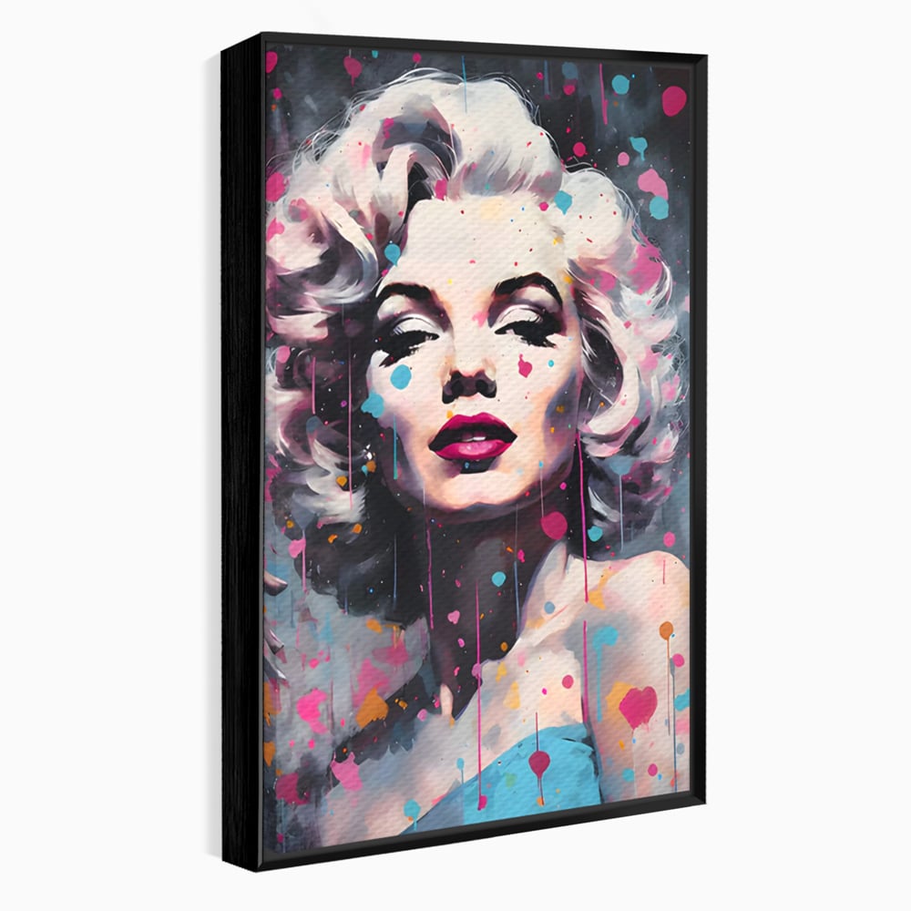 Tablou canvas cu tablou canvas cu marilyn monroe, in rama de aluminiu negru