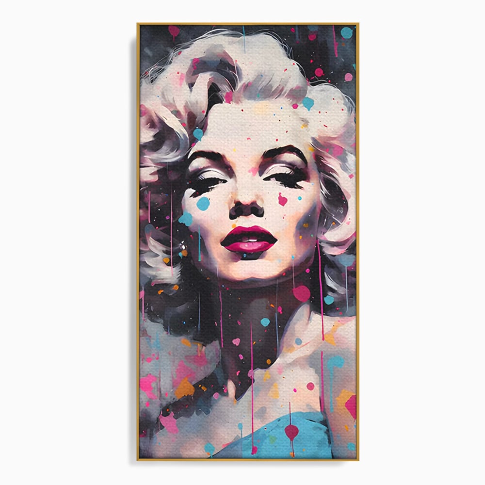 Tablou canvas cu tablou canvas cu marilyn monroe, in rama de aluminiu auriu