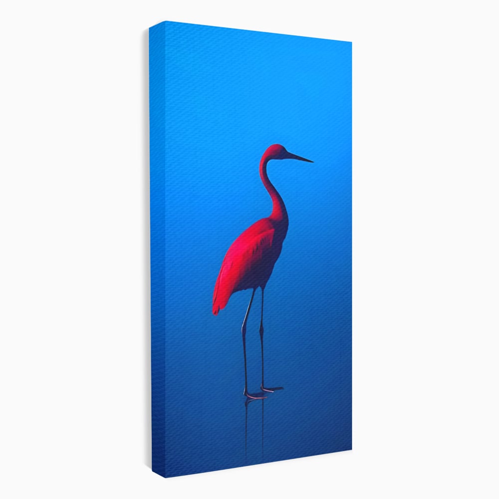 Tablou canvas cu tablou canvas cu pasare flamingo rosie, fara rama, pe sasiu de lemn