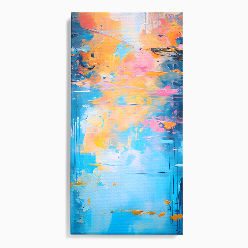 Tablou canvas cu pictura abstracta cu reflexii colorate, fara rama, pe sasiu de lemn
