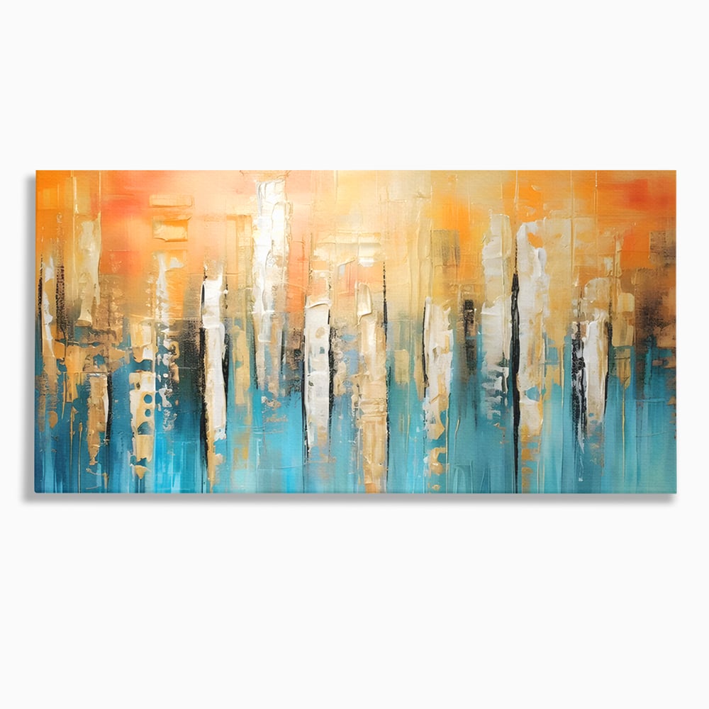 Tablou canvas cu pictura abstracta cu linii verticale, fara rama, pe sasiu de lemn