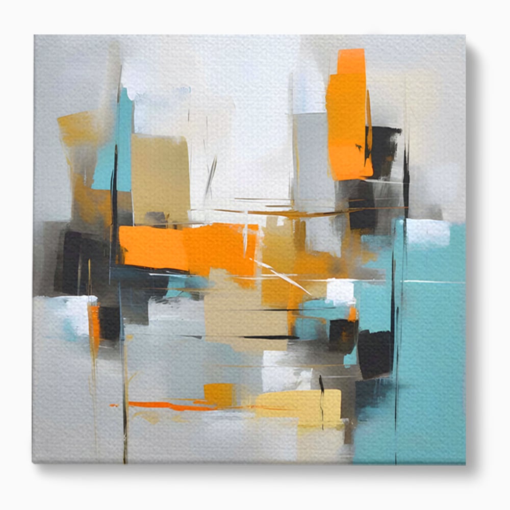 Tablou canvas cu pictura abstracta cu forme geometrice, fara rama, pe sasiu de lemn