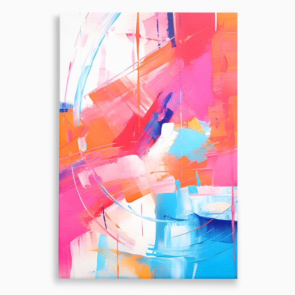 Tablou canvas cu pictura abstracta cu pete multicolore, fara rama, pe sasiu de lemn