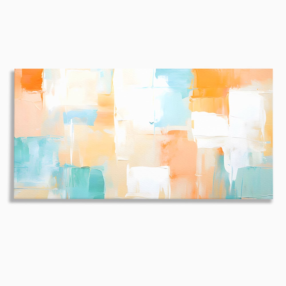 Tablou canvas cu pictura abstracta cu pete colorate, fara rama, pe sasiu de lemn