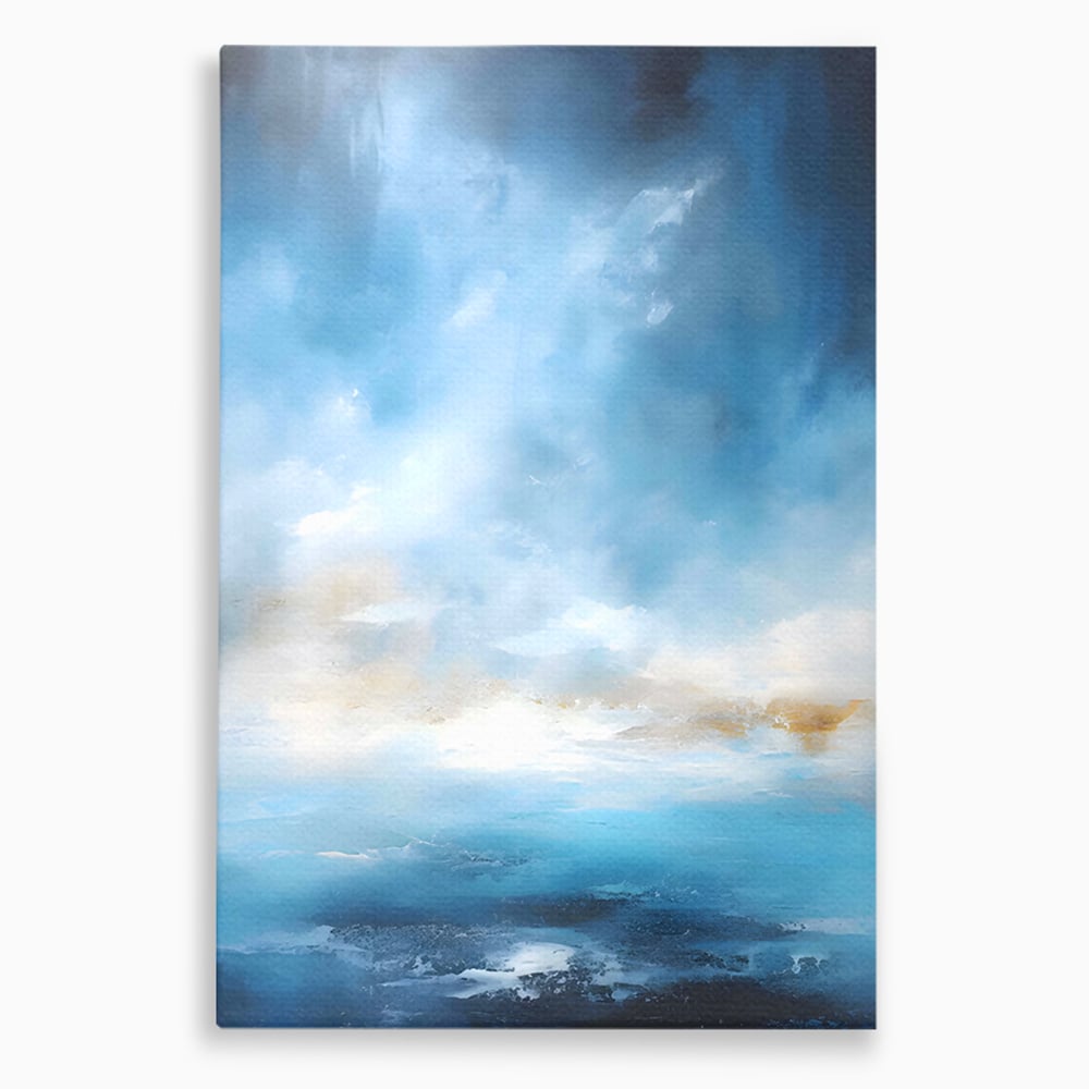 Tablou canvas cu tablou pictura abstracta cer si mare, fara rama, pe sasiu de lemn