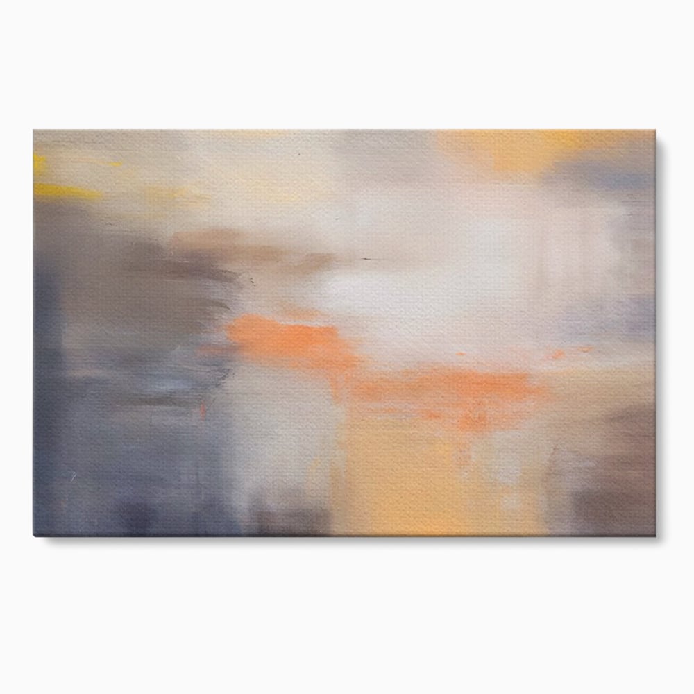 Tablou canvas cu pictura abstracta cu pete portocalii, fara rama, pe sasiu de lemn