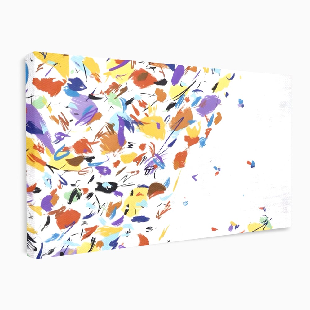 Tablou canvas cu pictura abstracta cu frunze colorate, fara rama, pe sasiu de lemn