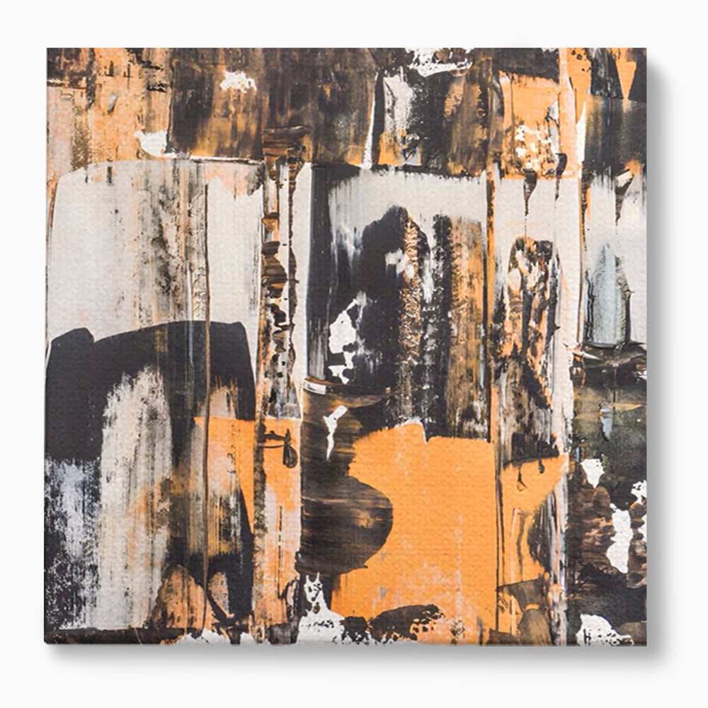 Tablou canvas cu pictura abstracta cu linii si pete, fara rama, pe sasiu de lemn