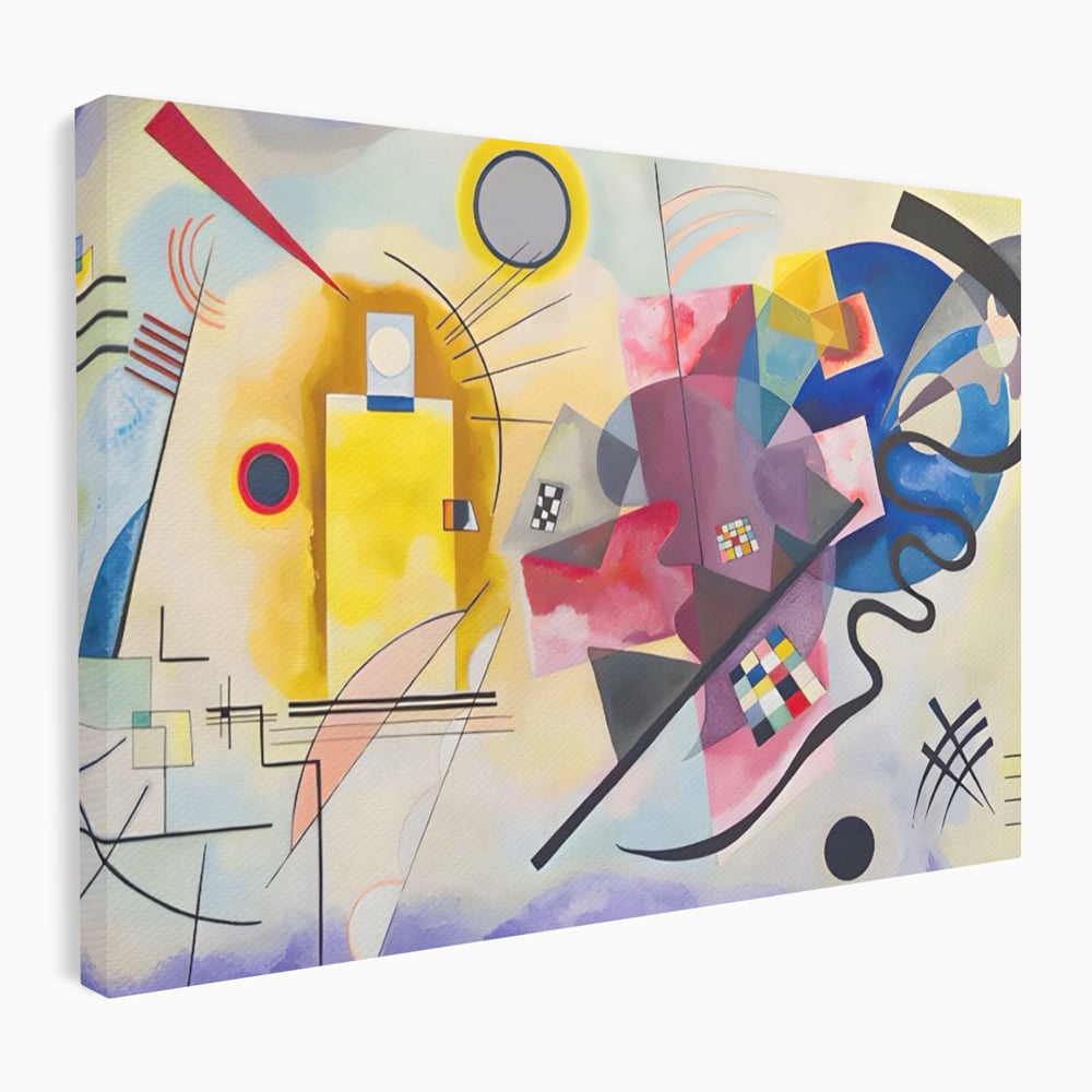 Tablou canvas cu pictura abstracta cu forme geometriche si linii, fara rama, pe sasiu de lemn