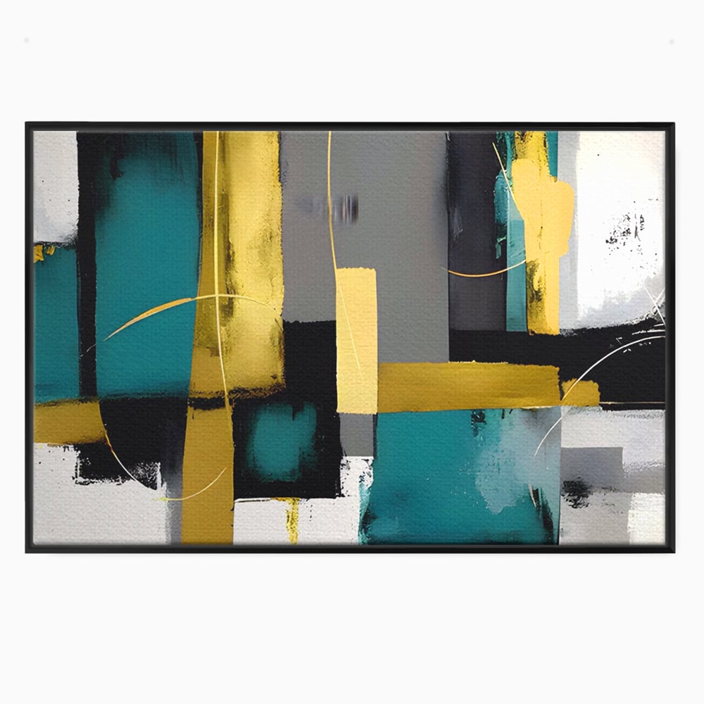 Tablou canvas cu tablou canvas cu forme geometrice abstracte, in rama de aluminiu negru