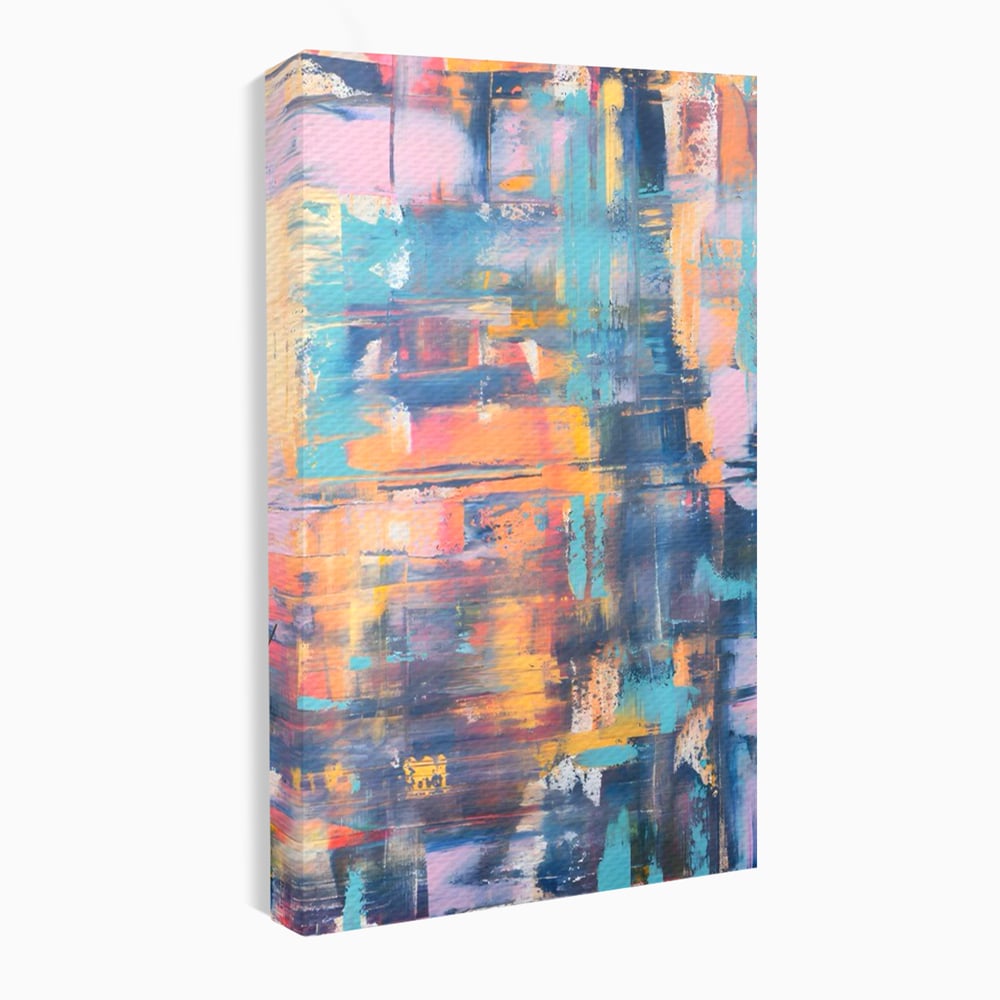 Tablou canvas cu pictura abstracta cu linii verticale, fara rama, pe sasiu de lemn