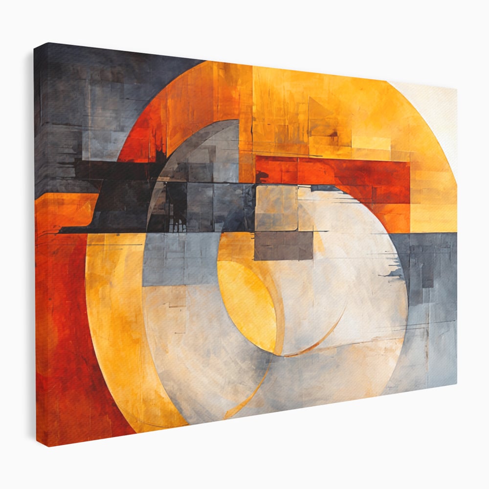 Tablou canvas cu tablou canvas cu compozitie geometrica abstracta, fara rama, pe sasiu de lemn