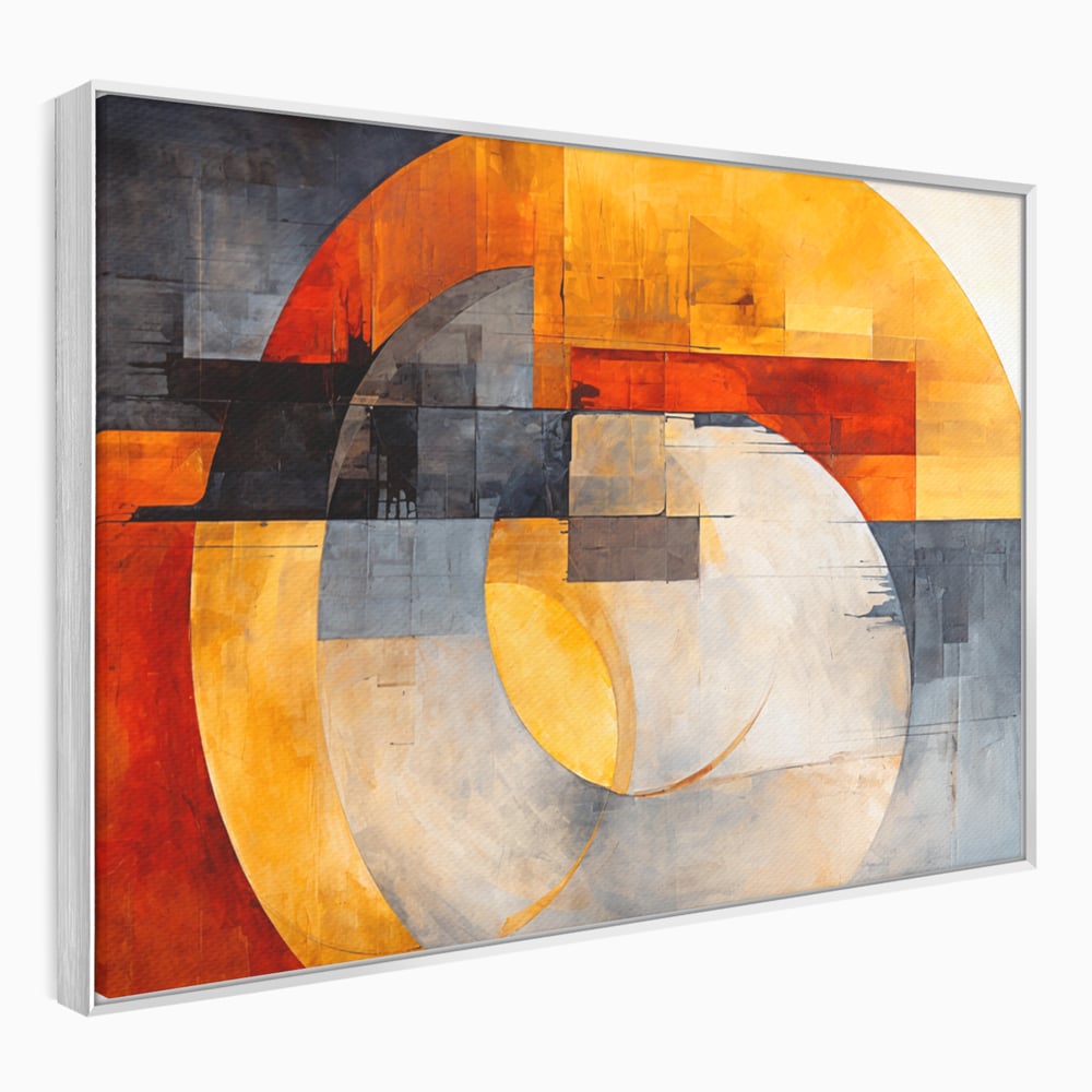 Tablou canvas cu tablou canvas cu compozitie geometrica abstracta, in rama de aluminiu argintiu