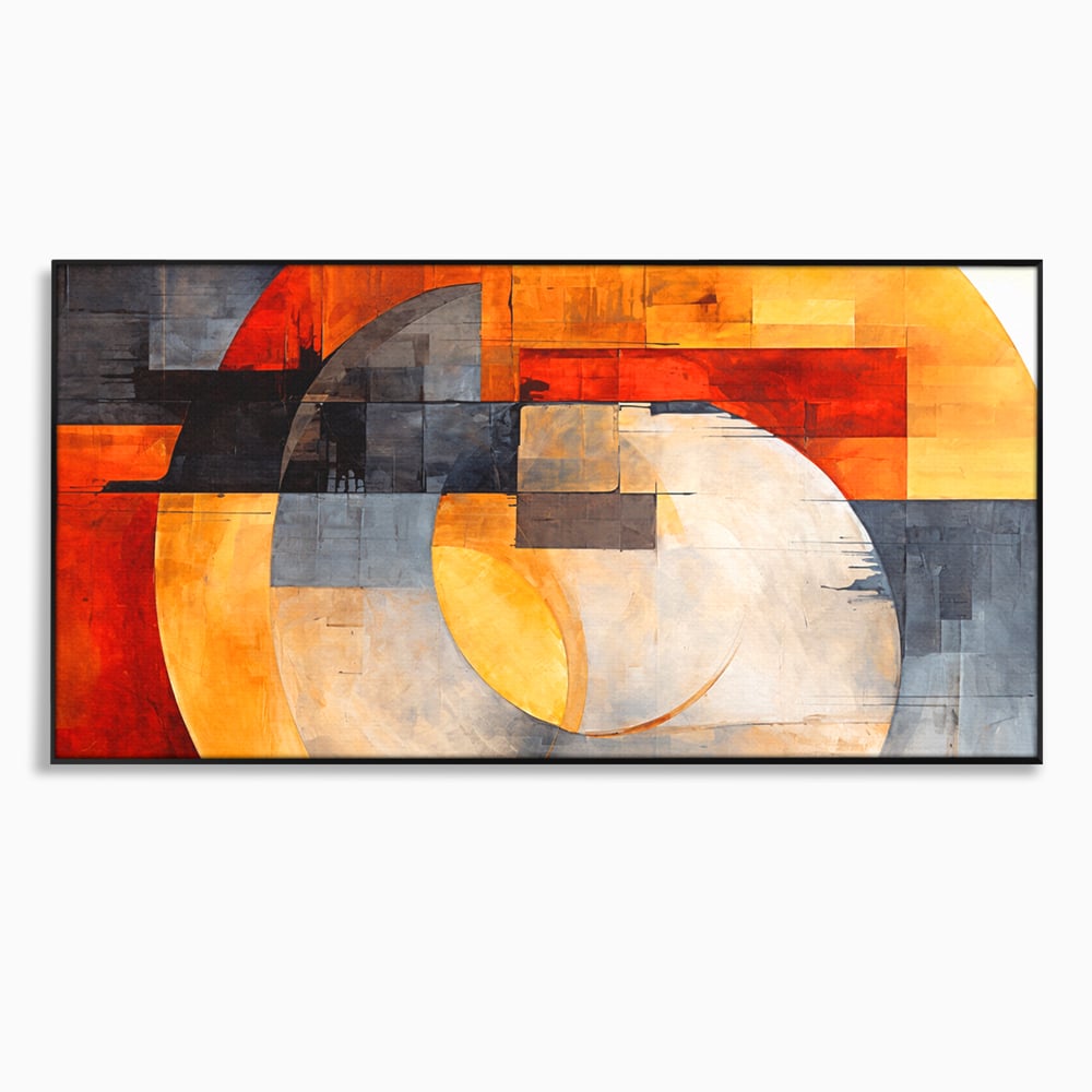 Tablou canvas cu tablou canvas cu compozitie geometrica abstracta, in rama de aluminiu negru