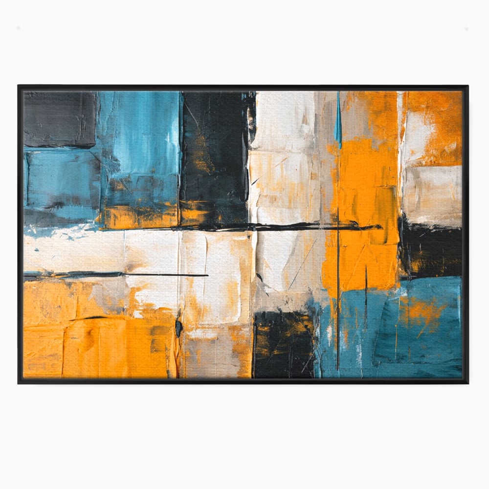 Tablou canvas cu tablou canvas abstract geometric, in rama de aluminiu negru