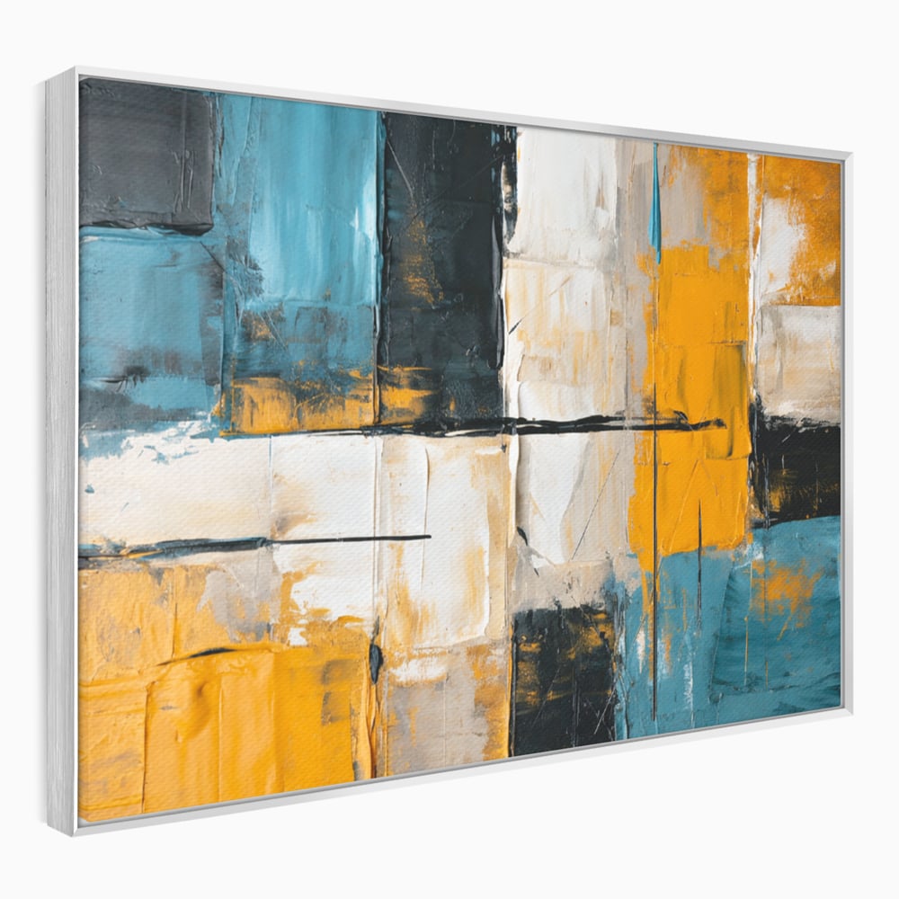 Tablou canvas cu tablou canvas abstract geometric, in rama de aluminiu argintiu