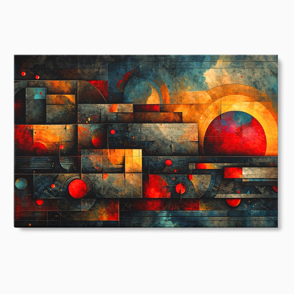 Tablou canvas cu tablou canvas cu forme geometrice abstracte, fara rama, pe sasiu de lemn