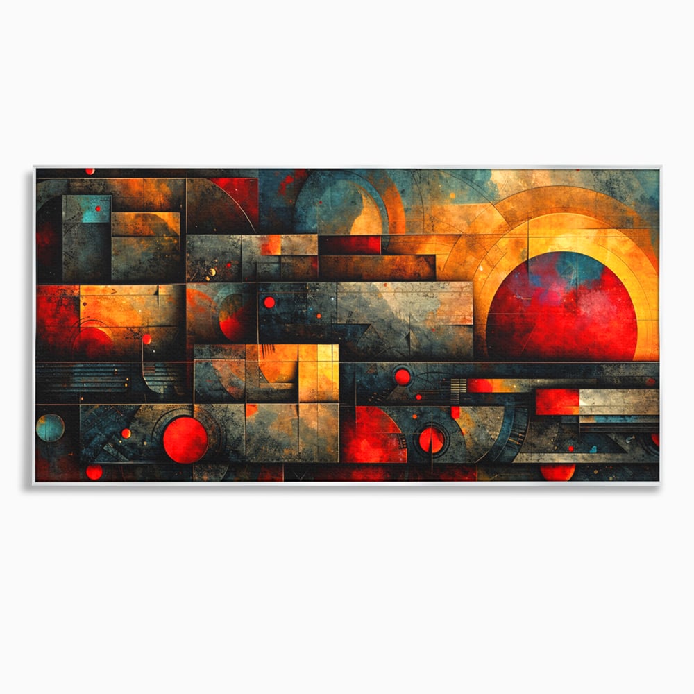 Tablou canvas cu tablou canvas cu forme geometrice abstracte, in rama de aluminiu argintiu