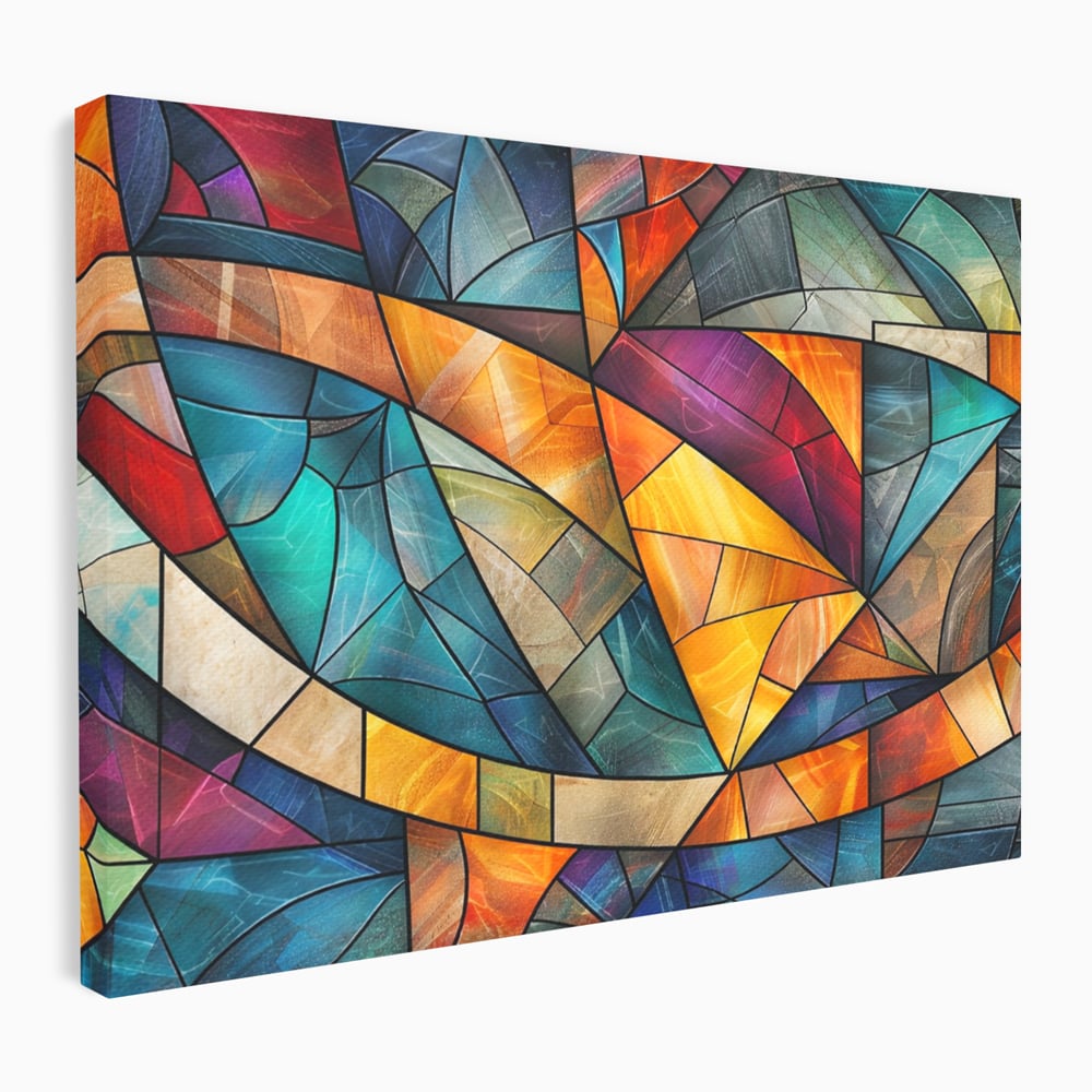 Tablou canvas cu tablou canvas cu mozaic geometric colorat, fara rama, pe sasiu de lemn