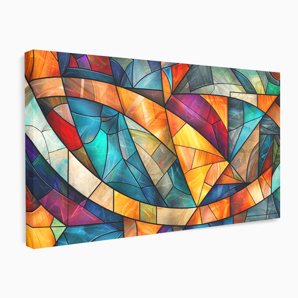 Tablou canvas cu tablou canvas cu mozaic geometric colorat, fara rama, pe sasiu de lemn