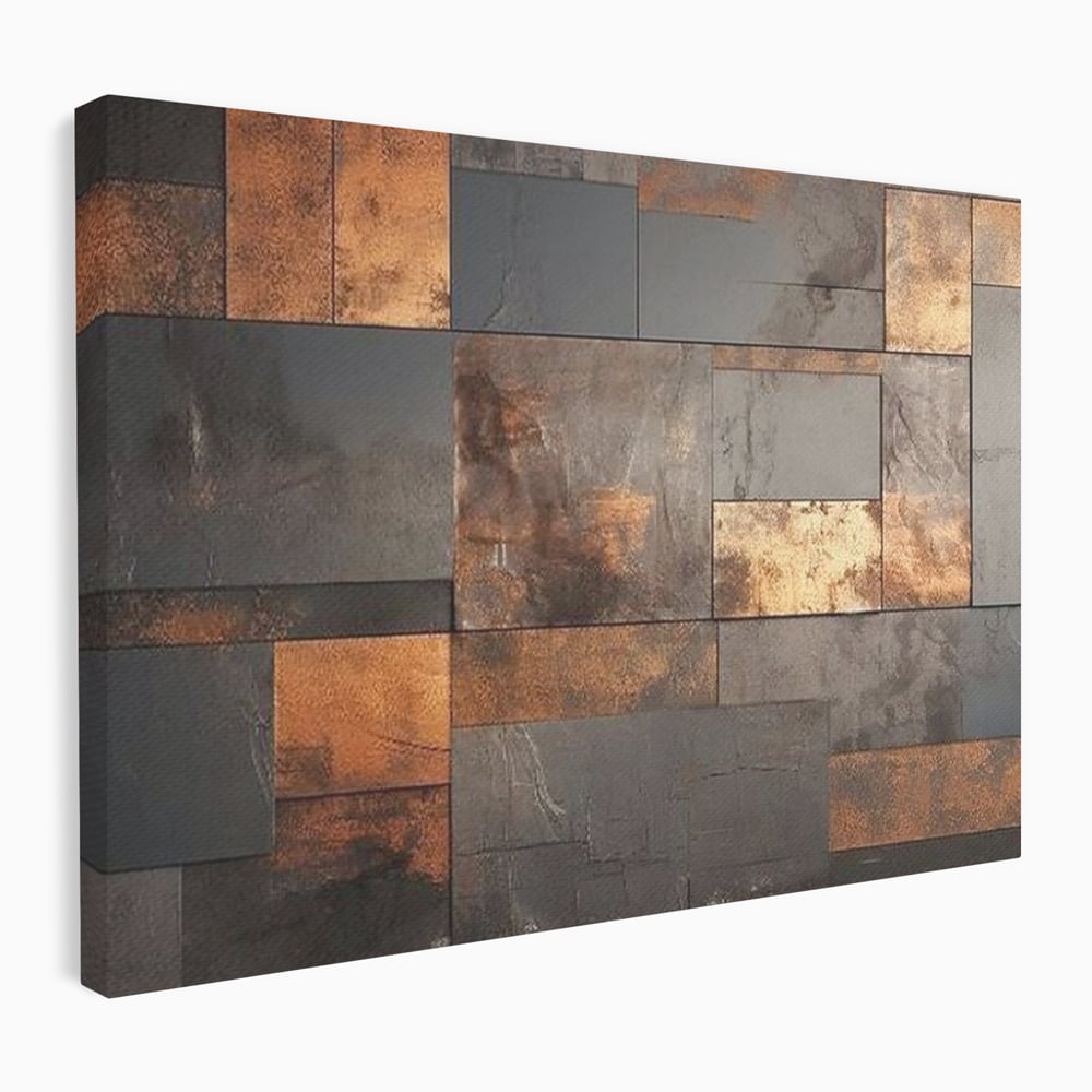 Tablou canvas cu tablou canvas cu placi geometrice metalice, fara rama, pe sasiu de lemn