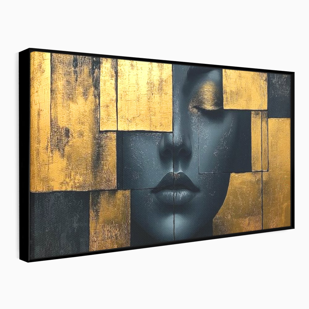 Tablou canvas cu tablou canvas portret feminin abstract, in rama de aluminiu negru