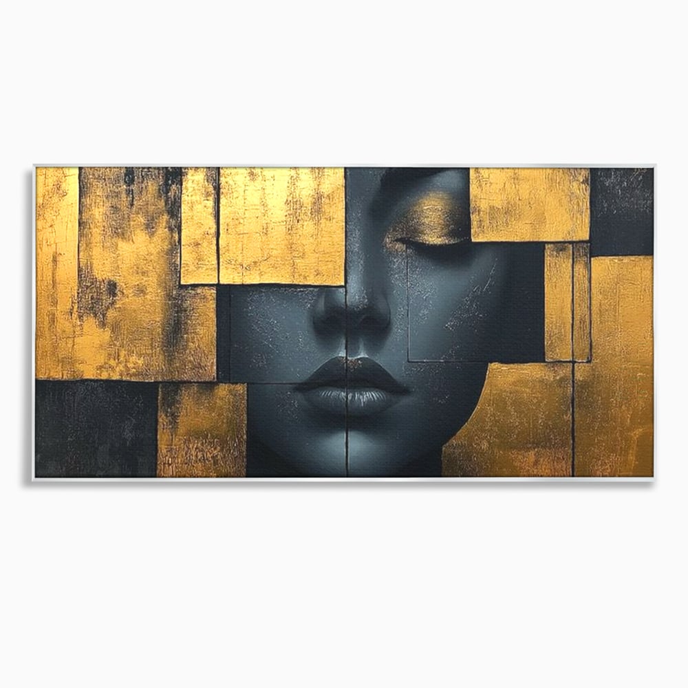 Tablou canvas cu tablou canvas portret feminin abstract, in rama de aluminiu argintiu