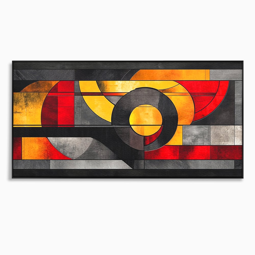 Tablou canvas cu tablou canvas cu forme geometrice abstracte, in rama de aluminiu negru