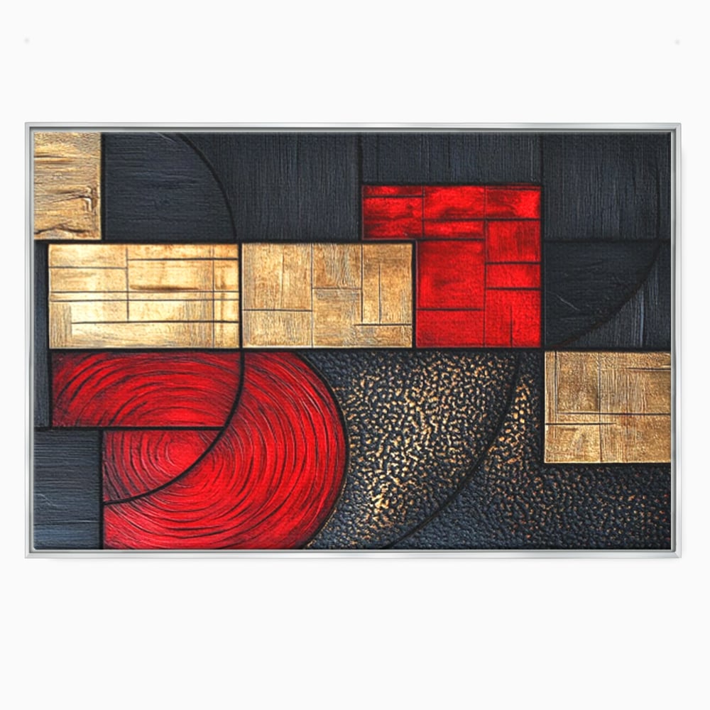 Tablou canvas cu tablou canvas cu forme geometrice abstracte, in rama de aluminiu argintiu