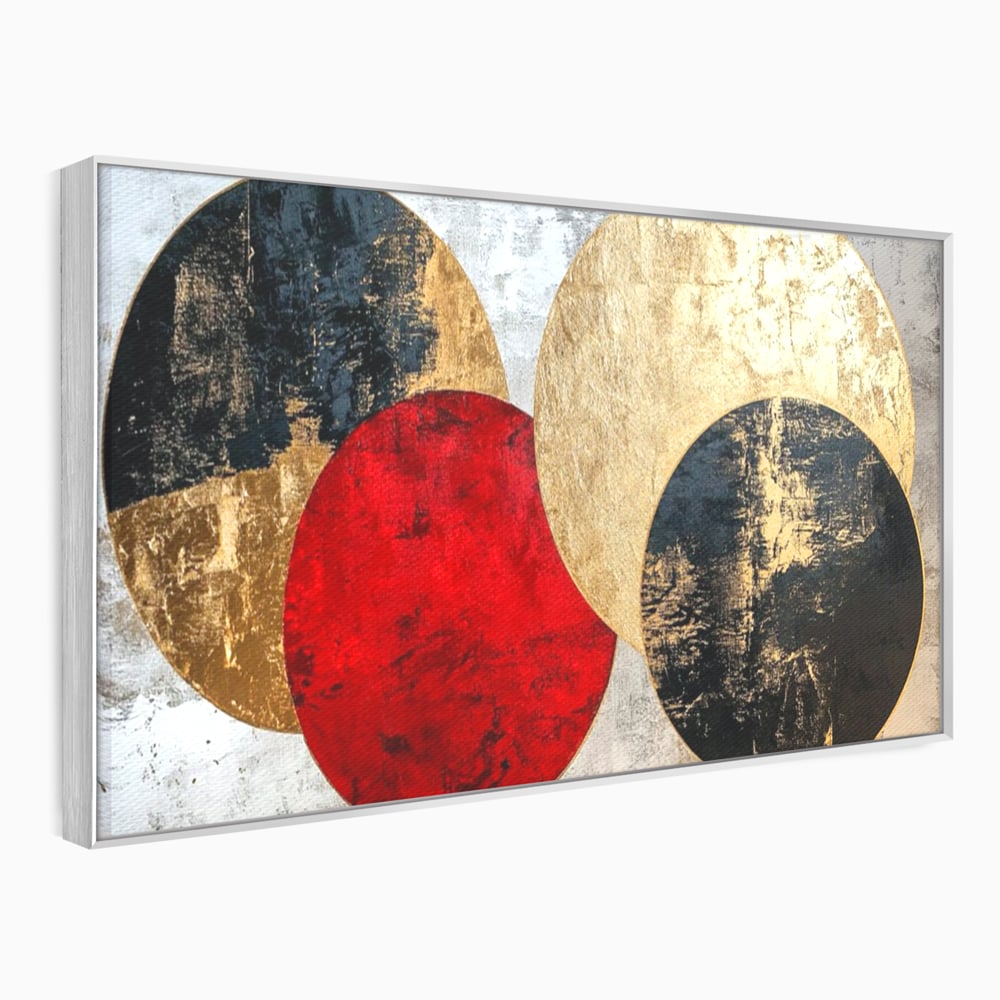 Tablou canvas cu tablou canvas cu cercuri abstracte, in rama de aluminiu argintiu