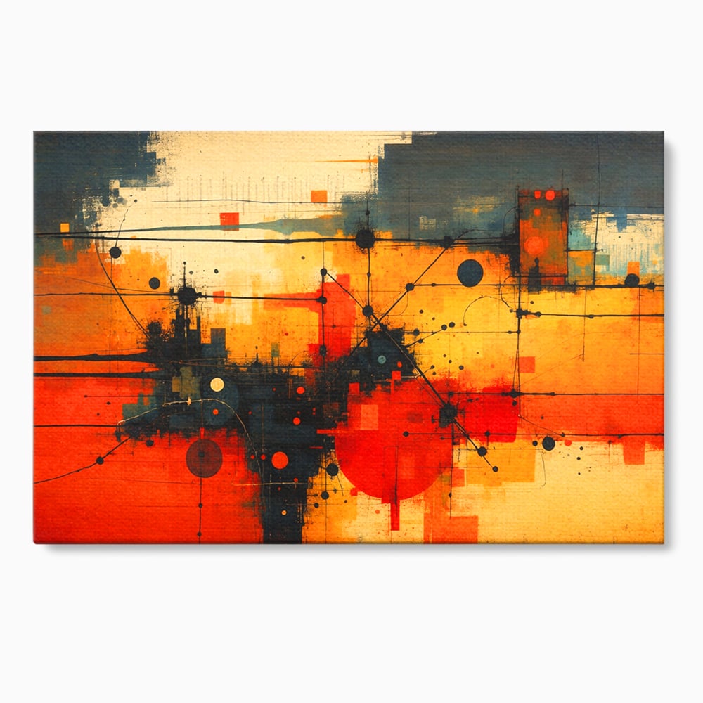 Tablou canvas cu tablou canvas cu compozitie abstracta geometrica, fara rama, pe sasiu de lemn
