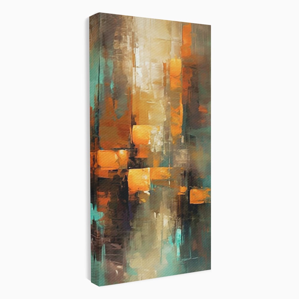 Tablou canvas cu pictura abstracta cu linii verticale, fara rama, pe sasiu de lemn