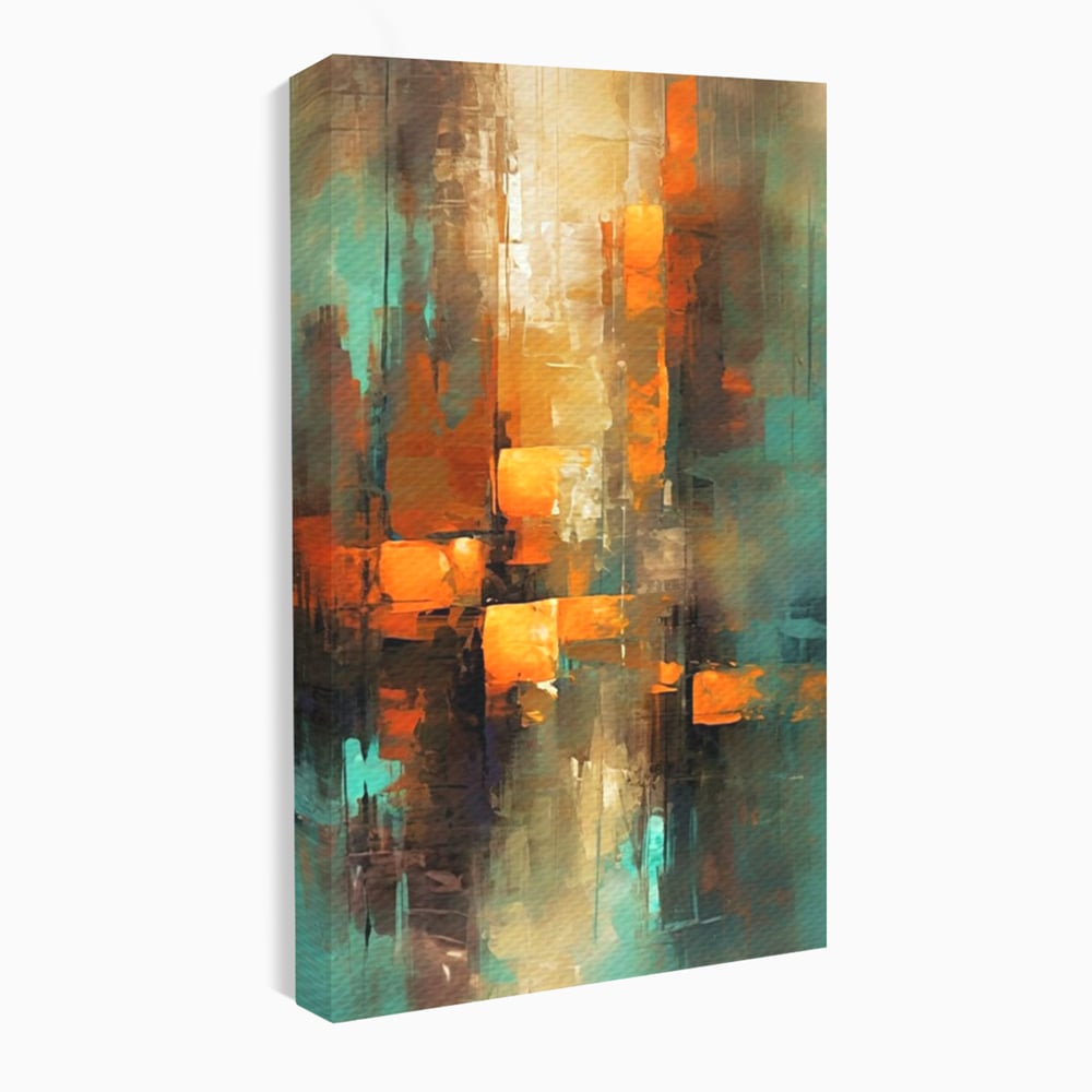 Tablou canvas cu pictura abstracta cu linii verticale, fara rama, pe sasiu de lemn