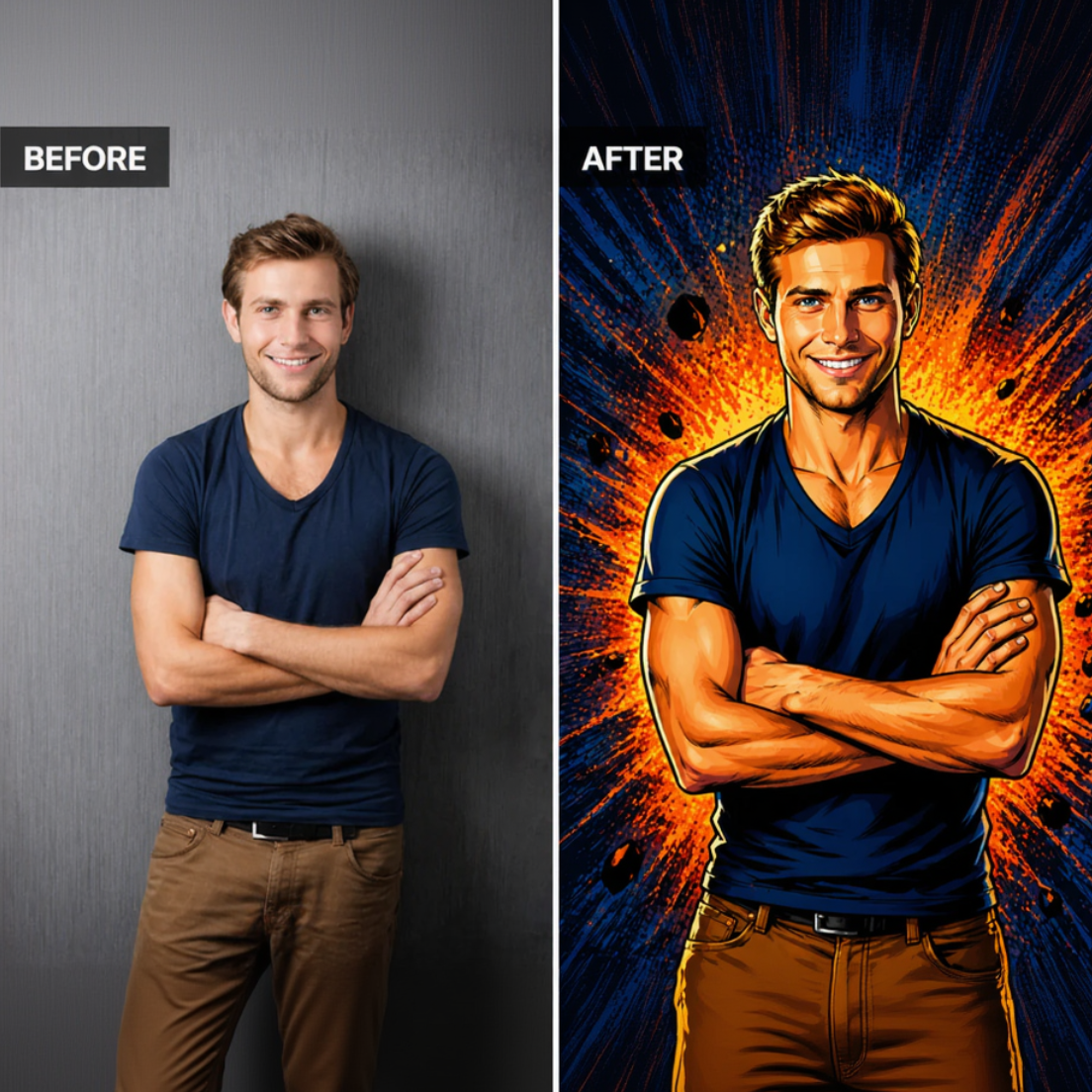 Ilustratie digitala portret barbat, tablou canvas pentru perete
