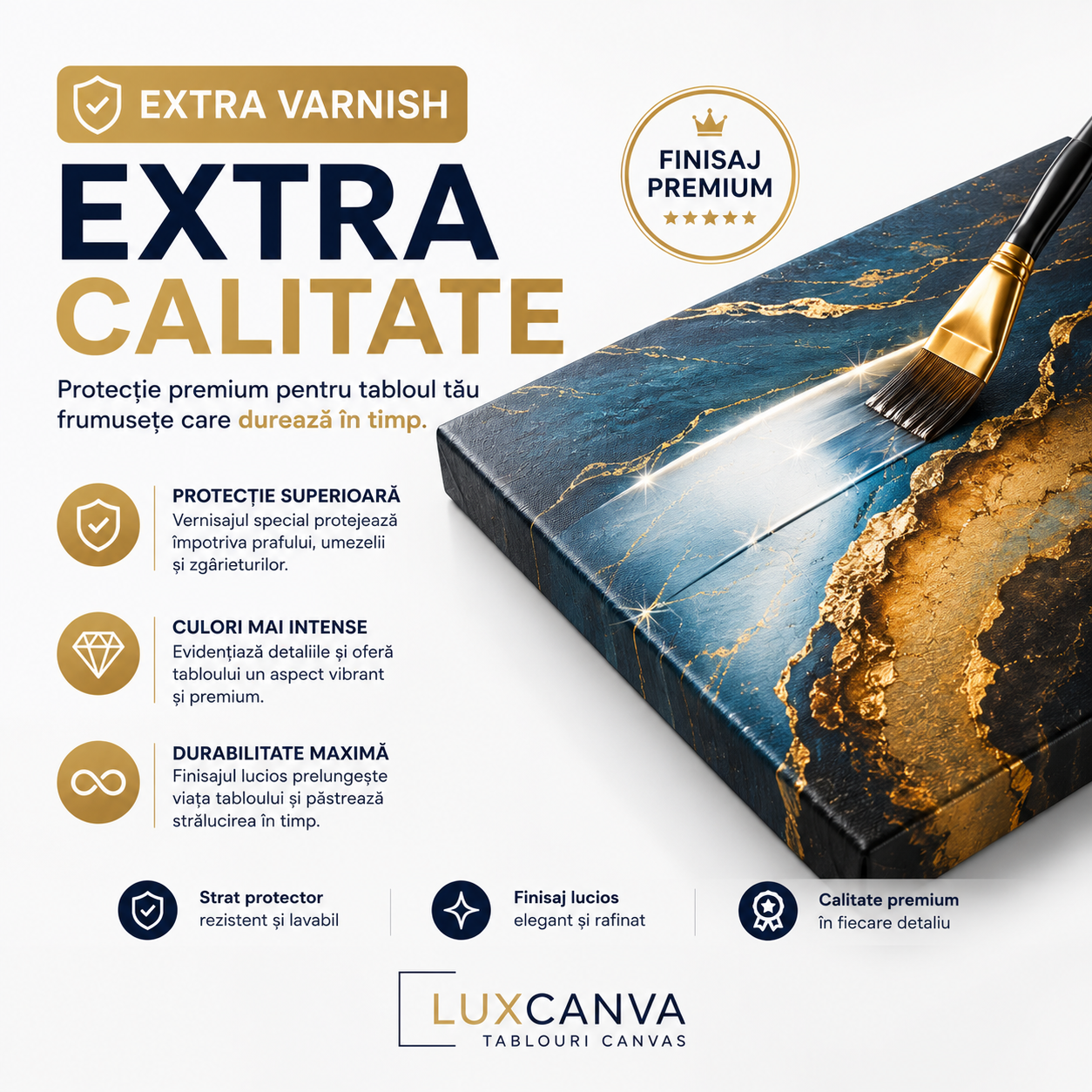 Tablou canvas cu pensula aplica lac pe tablou