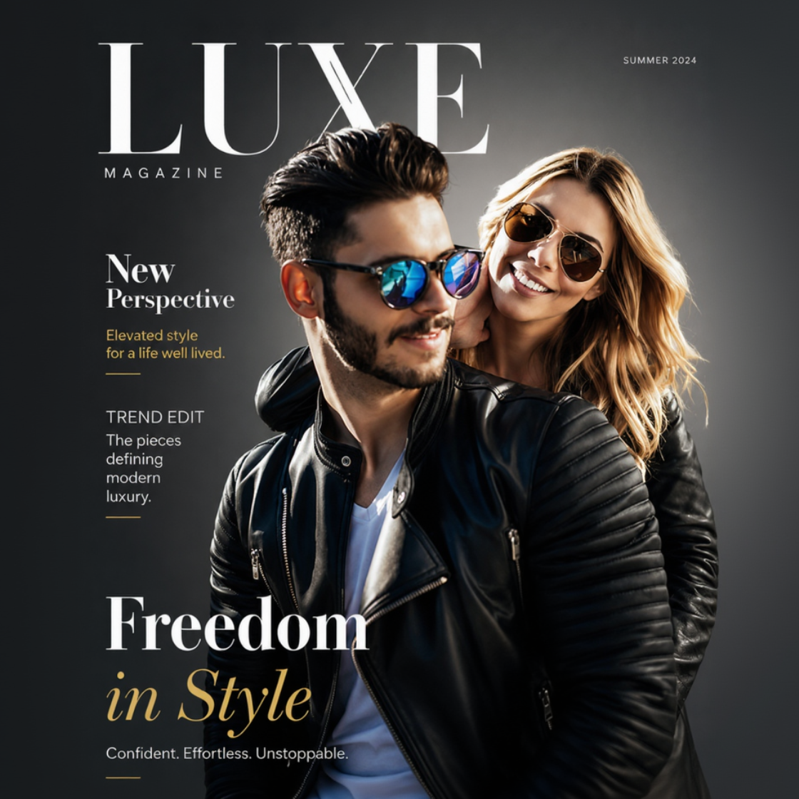 Tablou canvas cu coperta de revista luxe cu barbat si femeie